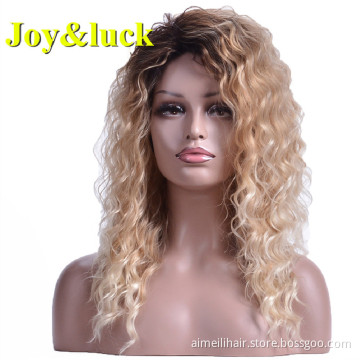 Ladies Wholesale Prices Wig Daily Or Party Side Part Natural Short Curly Black Ombre Blonde Water Wave Synthetic Women Hair Wigs